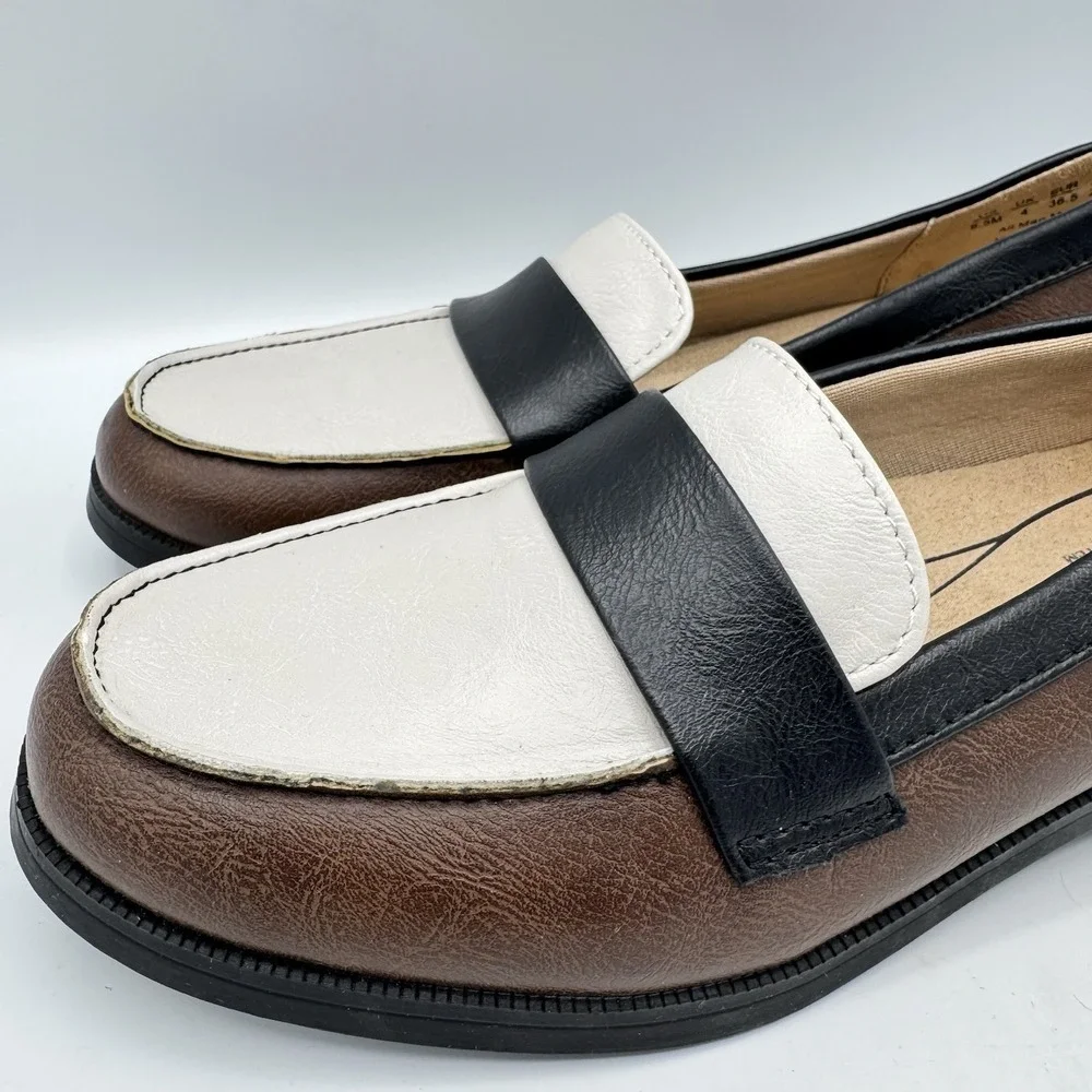 LifeStride Sonoma 2 Loafers Womens 6.5M Comfort Brown Black White Slip On